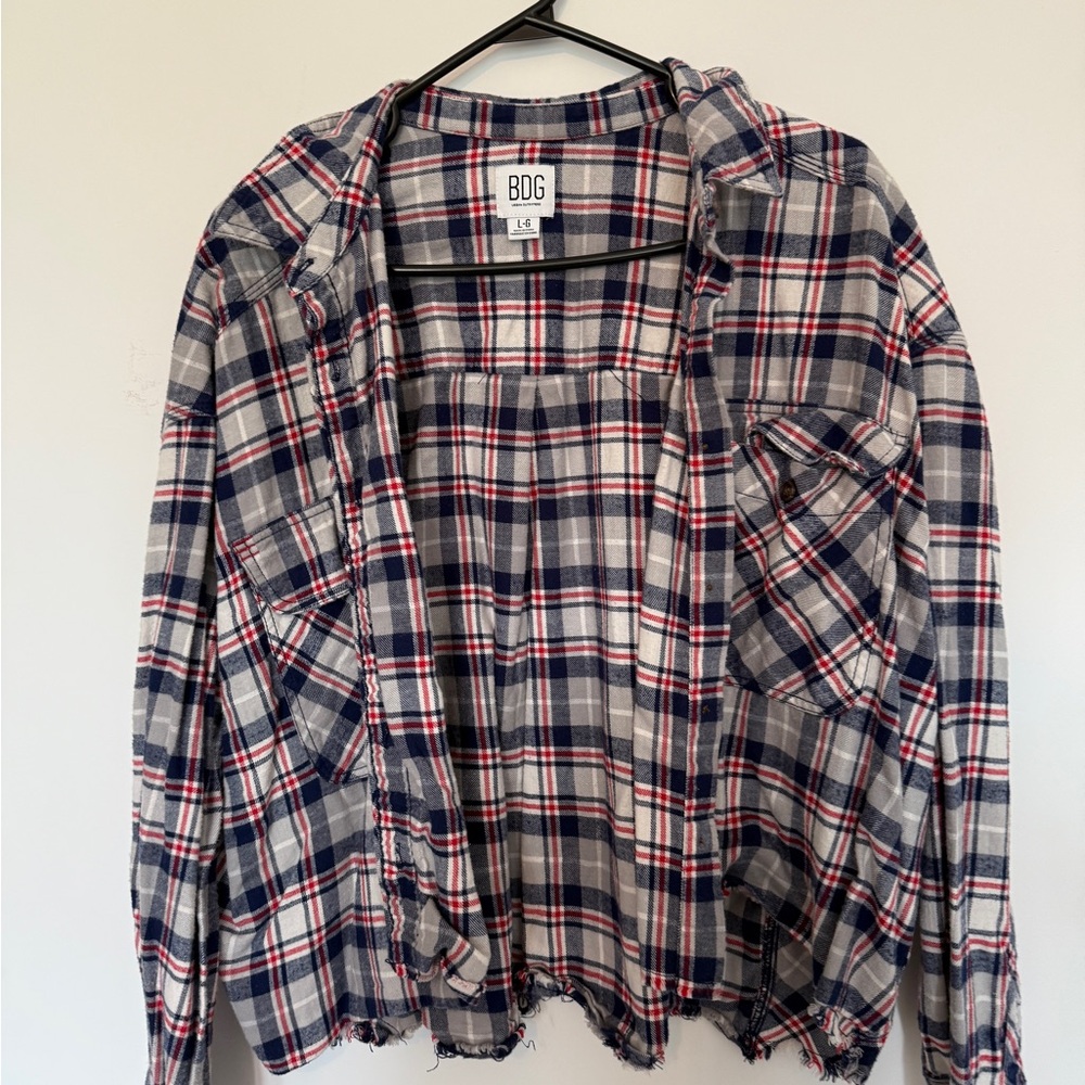 BDG Flannel Shirt - Navy and Red